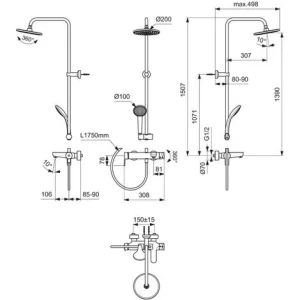 Ideal Standard Cerafine O Duschsystem Mit Badearmatur, Chrom 6