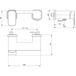 Ideal Standard Brausearmatur Aufputz Tonic II, Ausld. 70mm, Chrom 9