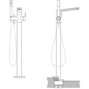 Ideal Standard Freistehende Wannenarmatur Tonic II, Bausatz 2, Mit Stick-HB, Ausld.220mm, Chrom 7