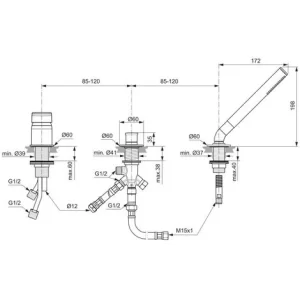 Ideal Standard Tonic II, 3-Loch-Badearmatur, O. Wanneneinlauf 6