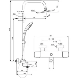 Ideal Standard Duschsystem M, IDEALRAIN M. CeraTherm 100 Badetherm. AP, Chrom 6
