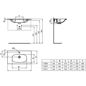 Ideal Standard Tesi Modernes Wandhängendes Keramik-Waschbecken 80X45 Mit Arbeitsplatte 9