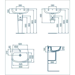 Ideal Standard Wandwaschbecken In Modernem Design Esedra Cm 60 10