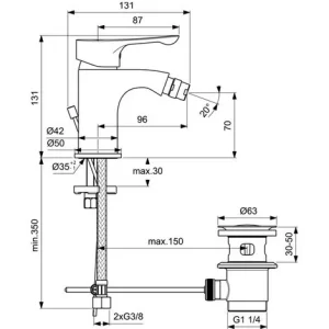Einhebel-Bidetmischer Ideal Standard Alpha Fester Auslauf 70 Mm Höhe 6