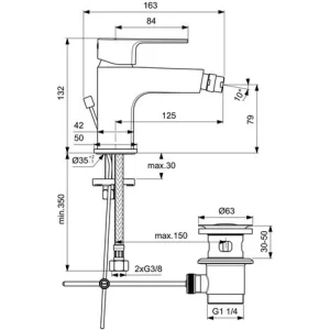 Ideal Standard Cerafine D Einhebel-Bidetmischer Mit Festem Auslauf Und Ablauf 6