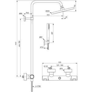 Ideal Standard Duschsystem Ceratherm Mit Aufputz Brausethermostat Silk Black BC748XG 9