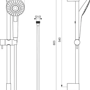 Ideal Standard Idealrain Evo Jet – Brausegarnitur Circle, Duschstange 600 Mm Mit Duschskopf, 3 Strahlen, Chrom B2233AA 12
