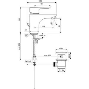 IDEAL STANDARD CeraPlan 3 Waschtischarmatur 145 Mm Mit Ablaufgarnitur – B0704AA 9