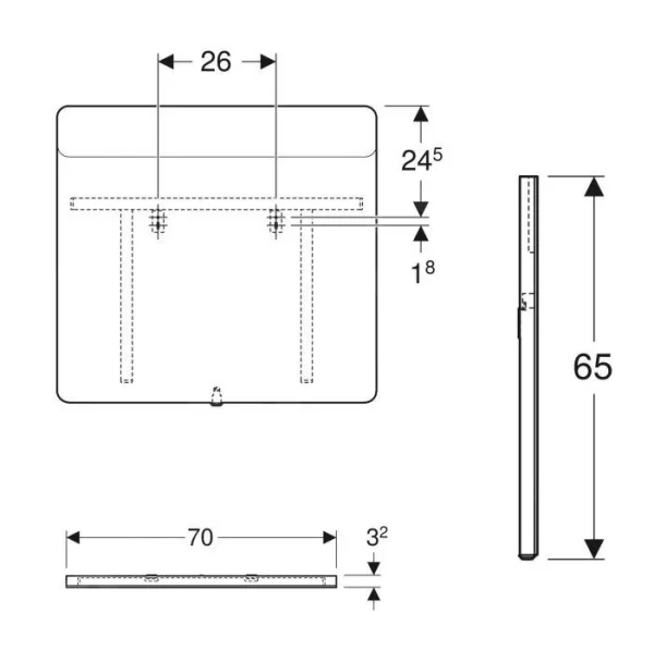 Geberit Option – Lichtspiegel, 700×650 Mm 819270000 3