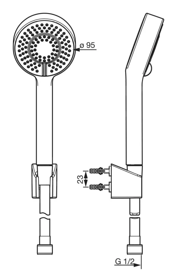 Hansa Basicjet – Duschset: Brausekopf, Brausehalter Und Schlauch, 3 Strahlarten, ECO, Schwarz Matt 4468013333 3